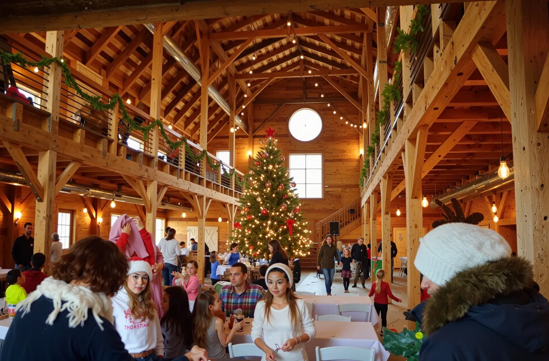 Santa greeting children at Mapleside Farms