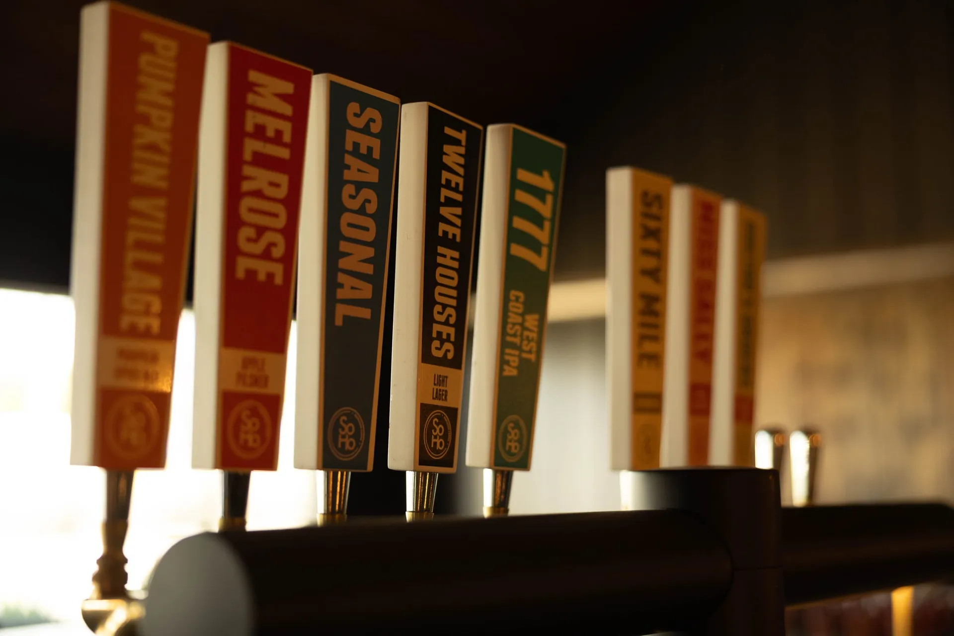 Craft beer tap handles at The Great Room bar