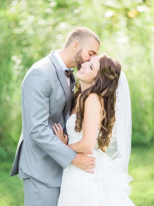 Wedding couple kiss