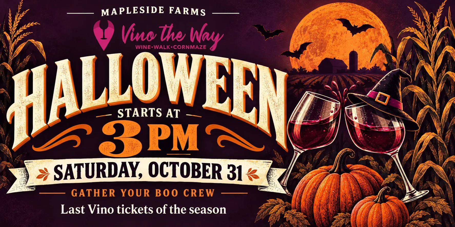 Halloween at Vino the Way. Saturday, October 31. Starts at 3 p.m.