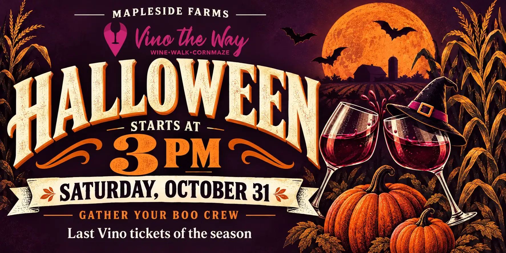 Halloween at Vino the Way. Saturday, October 31. Starts at 3 p.m.
